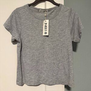 NWT Eterne Fitted Crewneck Short sleeve T Shirt Grey $95 Re/Done Leset M
